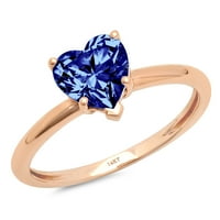 2.0ct Heart Cut plavi simulirani tanzanite 14K ružičasto zlato godišnjice za angažovanje prstena 3,75