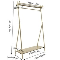 Alat1Shooo stalak za odjeću Zlato, samostojeći industrijski nosač za odjeću s dvostrukim policama s