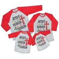 Ate Odjeća podudarajuća porodica vesele božićne majice - Isus je razlog za sezonu Crvena košulja 4T