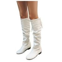PEDORT WOMENS KNEE High Boots Duge čizme Udobne cipele s ravnim potpeticama Bijela, 42