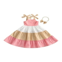 Dječje djevojke princeze haljina kontrastne boje za vezanje naramenice za rezanje haljina haljina haljina