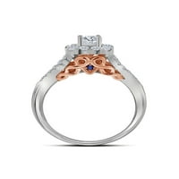 14K dvotonski zlatni dijamantski pasijans mladenka za vjenčani prsten set CTTW