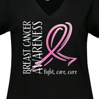 Inktastična svijest o raku dojke - borba, njega, liječenje ženske majice plus veličine V-izrez V-izrez
