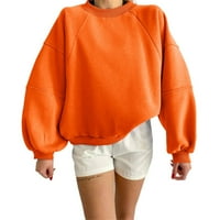 Lroplie vrhovi za žene okrugli vrat Spajanje s dugim rukavima Jednobojna boja Osnovni džemper Vrhunska odjeća Narandžasta L
