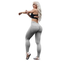 Tajice za žene plus veličine Žene Fitness Sportski rastezanje visokog struka mršava joga hlače sa džepovima