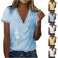 Hinvhai Plus Veličina Vrhunska klirenca ženska seksi ljetna majica V-izrez Print kratkih rukava bluza