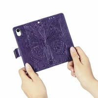 Torbica novčanika za iPhone, reljefnu leptir cvijet premium PU kože [Kickstand] [Slots kartica] [CARD