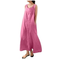 Ženske haljine Dužina gležnja na rukavu bez rukava A-Line Solid Ljetna okrugla izrez ružičaste 2xl