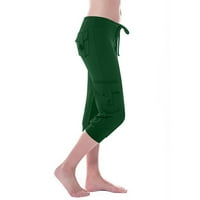 Aherbiu Capri yoga hlače za žene obrezane teretne vježbe znojne hlače jogging planinarenje rastezljivije gamaše skida kaprisu sa džepovima