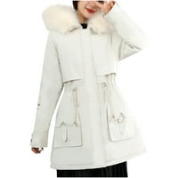 SoftMallow jakne za žene, žene topli dugi kaput duksev ovratnik vitka zima parkas Odjeća za kapute zime
