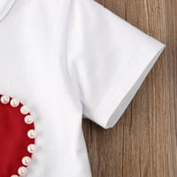 Canrulo Toddler Baby Girls s kratkim rukavima biserna srca na vrhu majica kaiševi suknja Ljetni izlasci