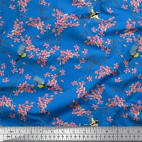 Soimoi pamučna voile tkanina cvjetna i plava tit ptica za štampanje tkanine uz dvorište široko