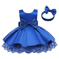 Haljine za djevojčice ruffle čipkasti vez sekfin bowktt tutu haljina za glavu s podizanjem za glavu, blue 1y-2y
