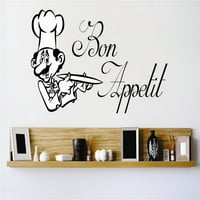 Učinite sami zidna naljepnica naljepnica Bon Appetit kuhar kuhinja stilski dekor mural 12x18