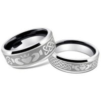 Muške i dame Volfram Carbide Irski Claddagh Dizajn Vjenčani prsten