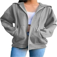 Dabuliu Zip up hoodie za žene prevelike plus veličine Y2K odjeća smeđe dukseve Vintage baggy e-girl