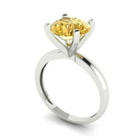 CT sjajan okrugli rez prozirni simulirani dijamant 18k bijeli zlatni solitaire prsten sz 5.75
