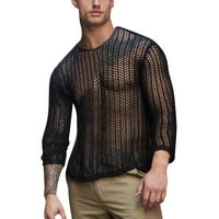 SHPWFBE Crochet Top Muns Street Trend tkani čvrsti boja mrežice Pletene gornje majice dugih rukava za