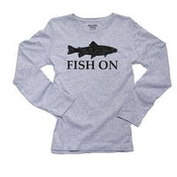 Riba na - Veliki ljubavni ribolov grafički majica dugih rukava siva majica