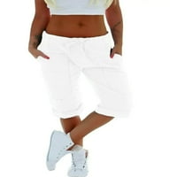 Paille Ženske dno su solidne hlače u obliku kafika Capri pantske pantalone, bijeli XS
