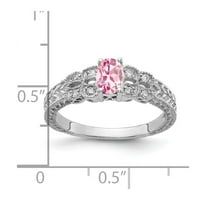 Čvrsta 14k bijelo zlato 6x ovalni ružičasti turmalin oktobar dragi dijamantni angažman prsten veličine