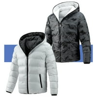 Loopsun Ljetna odjela za štednju za muške zimske kapute, muške modne ovječene jakne za reverzibilnu kapuljaču na kapuljaču u zimskom toplom kaputu