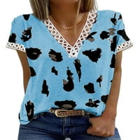 Prednjeg swalk-a Leopard Top Print Tops Kratki rukav modna ljetna majica Casual Labavi izdubljeni bluza