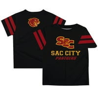 Dojenčad Black Sacramento City College Panters Stripes na majici s rukavima