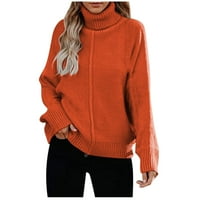 Dupci apsurda za žene Clearence Turtleneck Solid Boja pletena pulover dugih rukava zimski džemperi za žene crvene veličine L