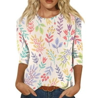 Fragarn ženski cvjetni print V majice za rukave izrez Poslovni povremeni tunic vrhovi labavi radni bluze