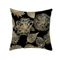 Giligiliso Clearence Home Crni jastuk poklopac Bronzing Cvijeće i lišće bacaju jastučnicu