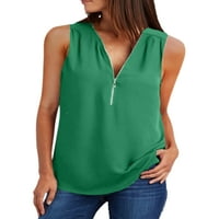 Avamo Casual Chiffon bluza za žene V izrez zip up labave majice Boho ljetne majice bez rukava