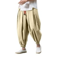 Teretne hlače Modne labave casual široke hlače Muške elastične hlače za noge u boji čvrste muške hlače žute