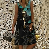Dyegold sandresses za ženska Ležerna plaža - Sunčana haljina Žene V-izrez plus veličina cvjetni print