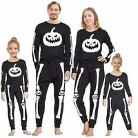 Povoljna porodična oprema Halloween bundeve print pidžama je postavio dugih rukava kući