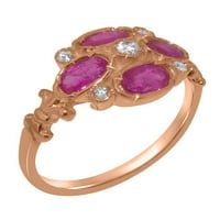 Britanci napravio 9K ružičastog zlatnog sintetičkog cirkonije i prirodnih rubinskih ženskih prstena