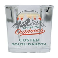 Custer South Dakota Istražite otvoreni suvenir Square Square Base The Withor Staklo 4-pakovanje