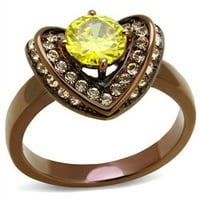 Luxe nakit dizajnira ženski smeđi zaručni prsten od nehrđajućeg čelika sa Topazom kubnim cirkonijom,