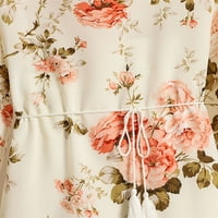Šifonske ženske haljine cvjetni print dugih rukava s dugim rukavima, casual haljina za obred Elegantna