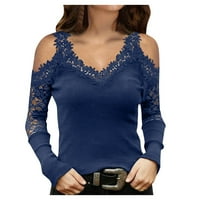 SunhillsGrace majice za žene izvan ramena Dugi stil Pulover V-izrez Dugih rukava čipka za dno bluza