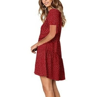 Proljetne haljine za žensko čišćenje kratkih rukava V-izrez koljena-visoki haljina ženske haljine casual visoke haljine, crvena, xl