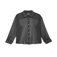 SDGHG ženska bluza, lapel ovratnik dugih rukava dolje - dolje - labava košulja za dame