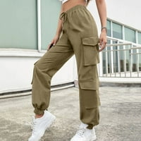 Vintage Women Hlače Joggers Žene stočne hlače visoke struke Labave na otvorenom Jogger Workout hlače sa džepovima Casual pantalone Teretne hlače Žene