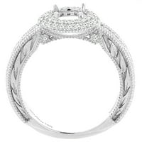 14k bijeli zlatni prirodni dijamantski halo prsten 1. CTTW krug, veličina 6.5