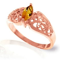 Galaxy Gold 14k Rose Gold Filigranski prsten sa prirodnim citrinom u obliku marki - veličine 6.5