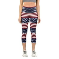 Miayilima Women Patriotska SAD Američka zastava Custom Print Cropped pantalone Skinny Hlače za jogu trče pilates