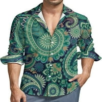 Green Paisley uzorak muške košulje dugih rukava na dugim rukavima niz majice za bluze