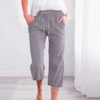 Uorcsa Capri pantalone za žene Ležerne prilike ljetne čišćenja Široka noga labavi elastični struk klasični