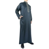Wendunide majice s dugim rukavima za muškarce muški casual arapski nacionalni print Robe V izrez dugih