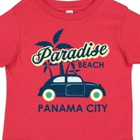 Inktastična rajska plaža u gradu Panama s palminim drvećem i poklon za dječak od malih majica malih